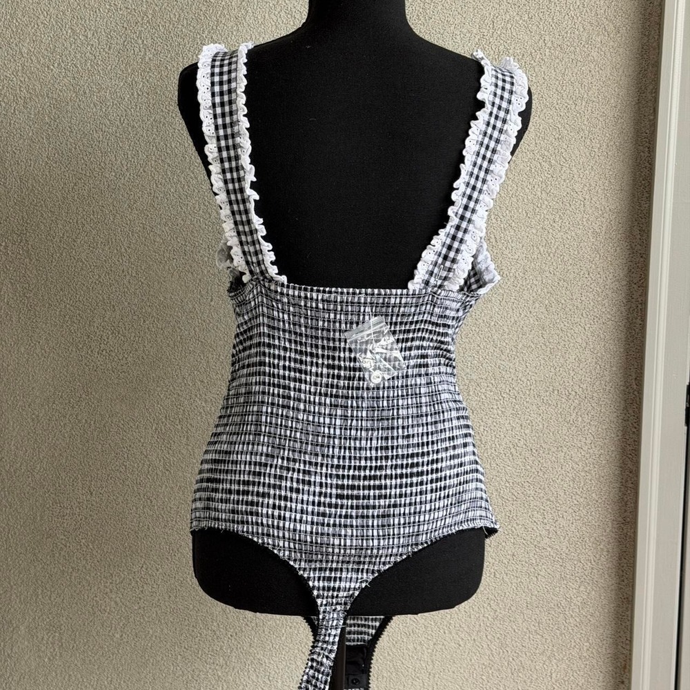 Free People x Intimately FP Cassie Bodysuit in Black/White Combo Size: M - Picture 2 of 6